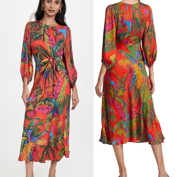 NWT Farm Rio Urban Jungle Cut-Out Midi-Dress size small - Picture 16 of 16